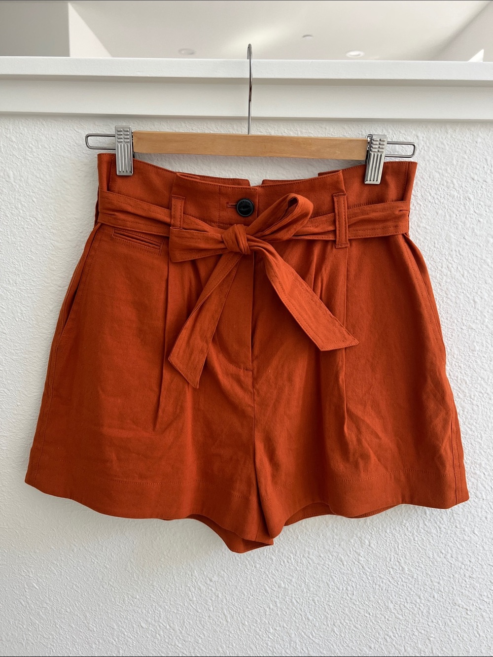 Rag & Bone River Linen Shorts in rust
